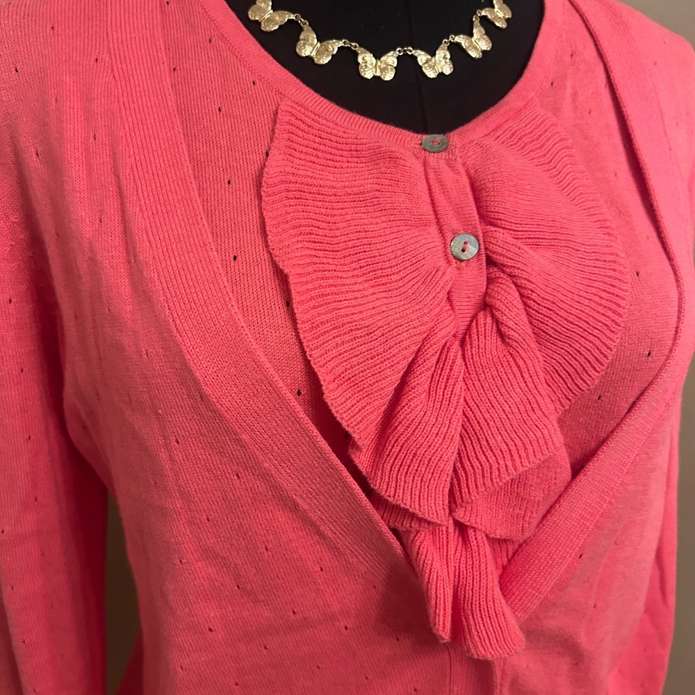 Joseph Pink Ruffle Front Cardigan - Picture 4 of 14